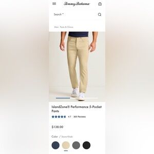 Tommy Bahama IslandZone Performance 5 Pockets Pants